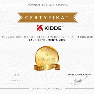 Certyfikat Laur Klienta - Lider XX lecia - 2004 - 2024