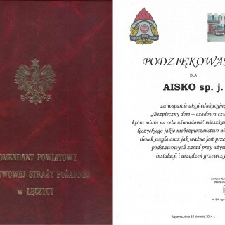Podziękowanie od Komendy Powiatowej Państwowej Straży Pożarnej w Łęczycy