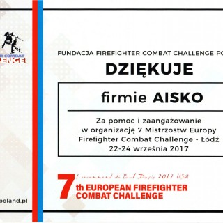Podziękowanie od Fundacji Firefighter Combat Challenge - 7 Mistrzostwa Europy - Łódź