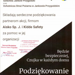 Podziękowanie od Sołtysa i Rady Sołeckiej Sołectwa Janków Przygodzki i OSP w Jankowie Przygodzkim