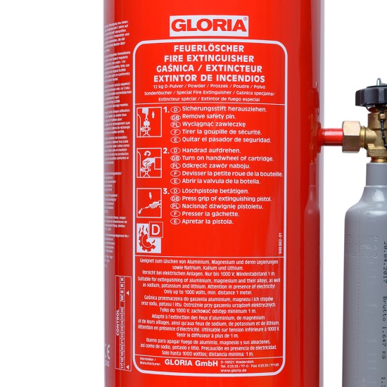 Gaśnica proszkowa 12 kg z nabojem CO2 (P12M)