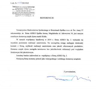 Referencje - Towarzystwo Budownictwa Społecznego w Brzezinach