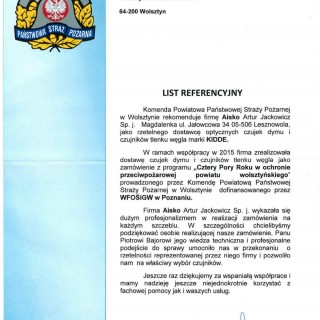 Referencje - Komenda Powiatowa Państwowej Straży Pożarnej w Wolsztynie