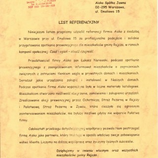 Referencje - Ochotnicza Straż Pożarna w Rajczy