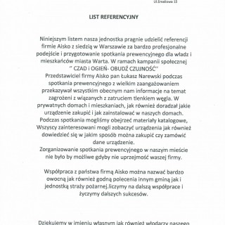Referencje - Ochotnicza Straż Pożarna w Warcie