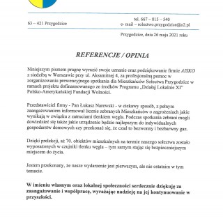 Referencje - Sołectwo Przygodzice